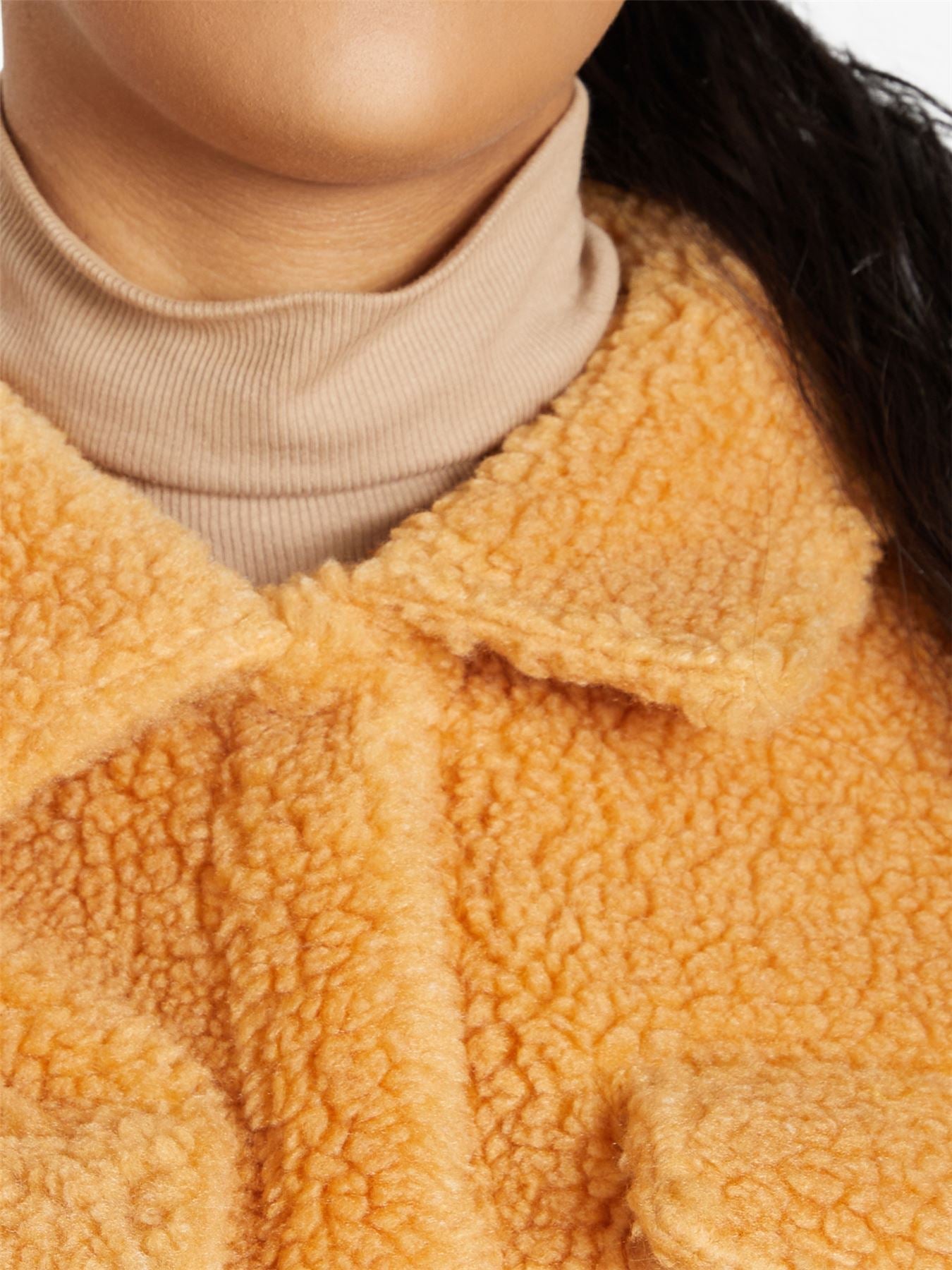 Oversized Stud Button Borg Teddy Shacket            made in UK