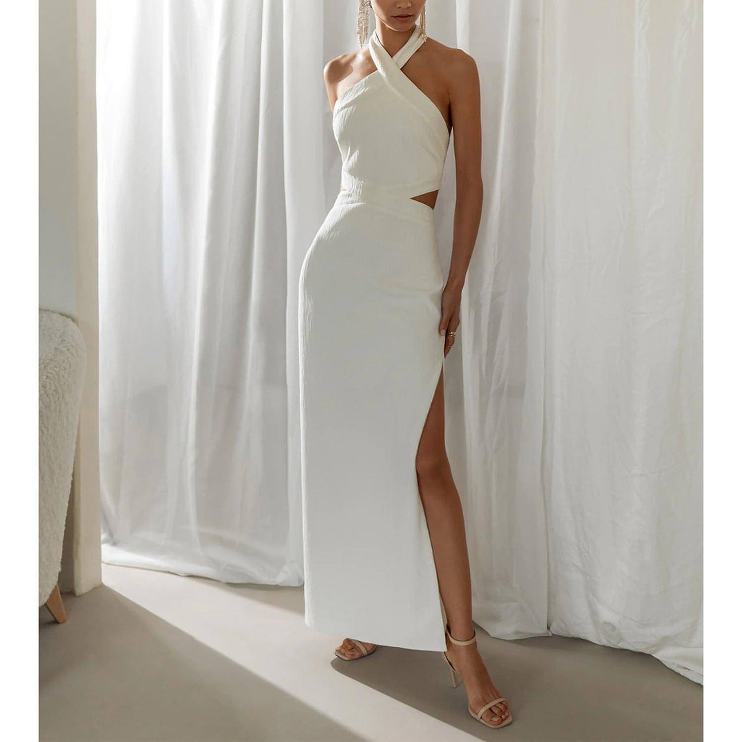 Women's Holiday Style Polyester Neck Dress - Great Hall Collections House