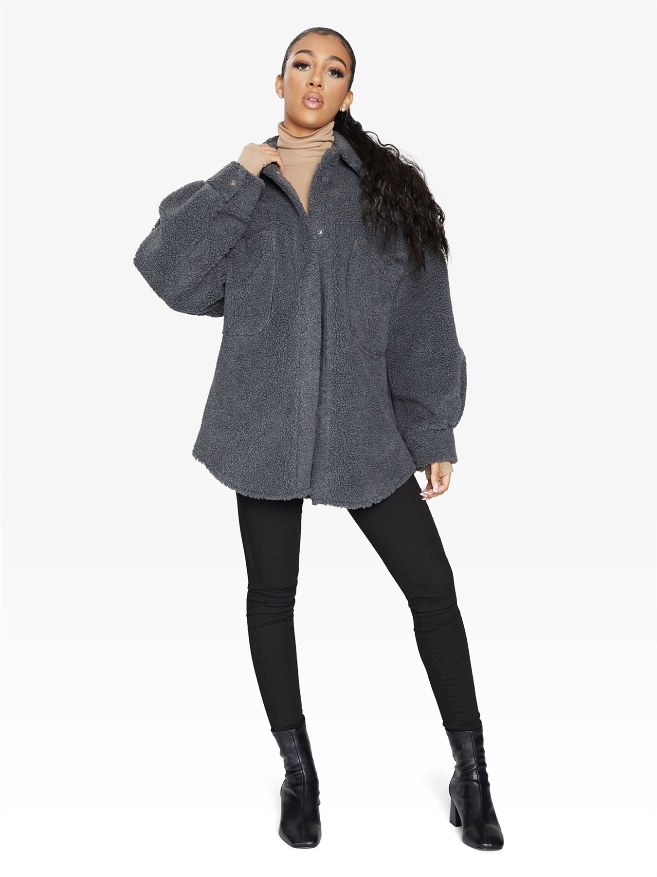 Oversized Patch Pocket Borg Teddy jacket made in uk - Great Hall Collections House