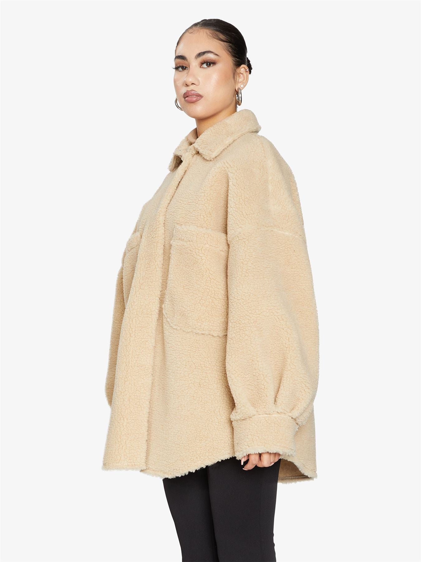 Oversized Patch Pocket Borg Teddy jacket made in uk - Great Hall Collections House