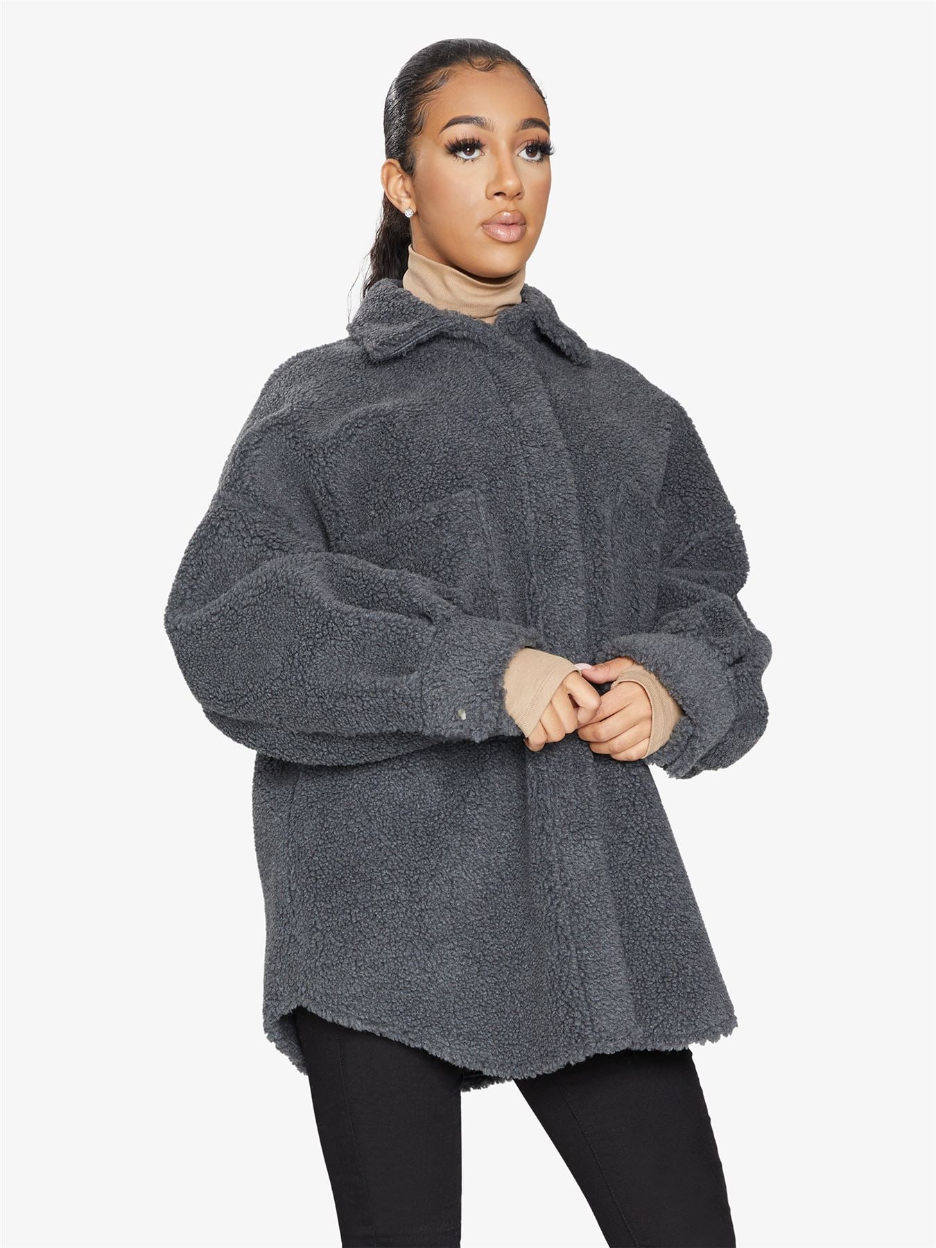 Oversized Patch Pocket Borg Teddy jacket made in uk - Great Hall Collections House