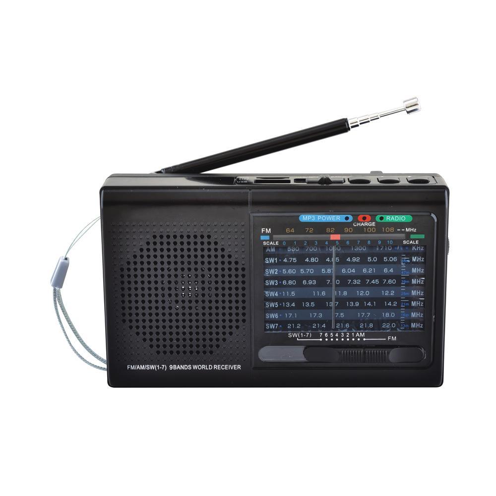 9 Band Radio With Bluetooth - Black