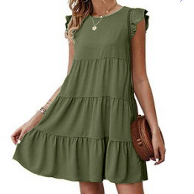 Womens Flowy Dress with Cap Sleeves - Great Hall Collections House