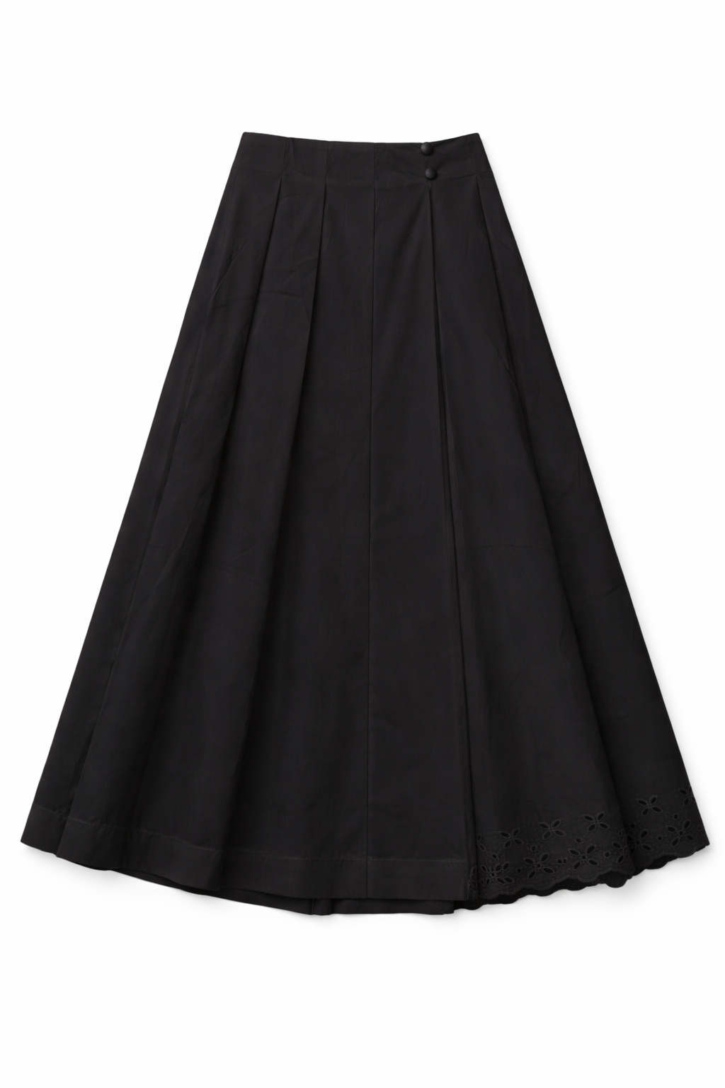 EYELET PLEATED COTTON SKIRT