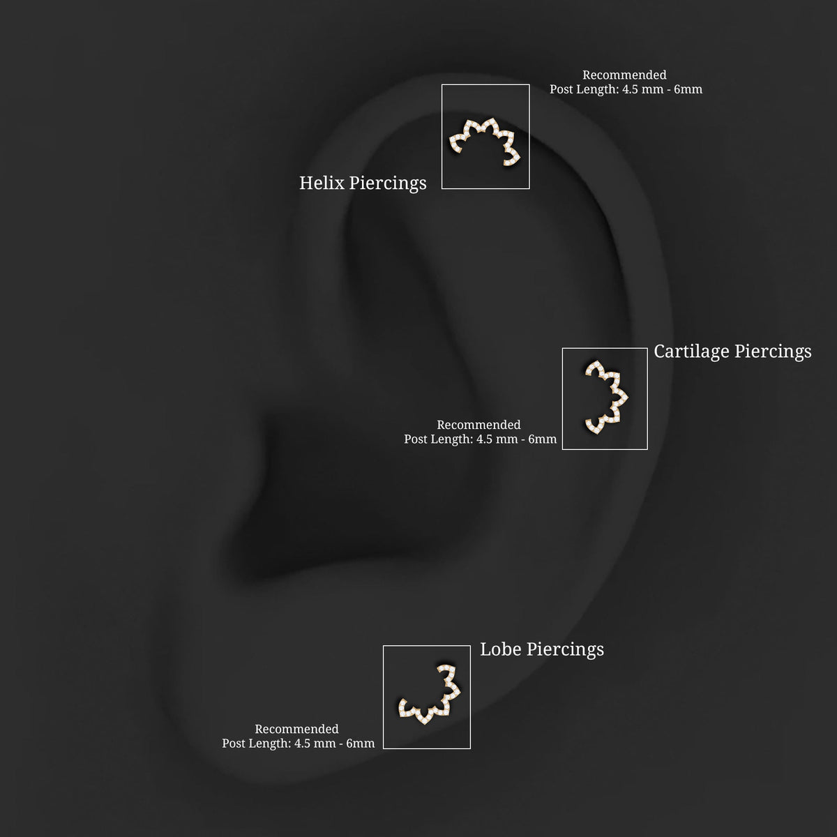 Certified Diamond Curved Floral Earring for Cartilage Piercing