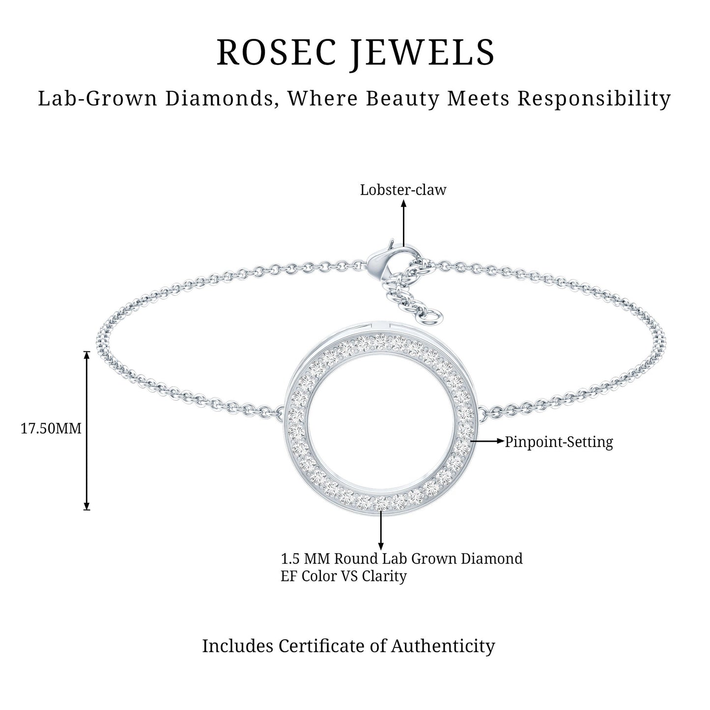 Certified Lab Grown Diamond Circle Bracelet for Women