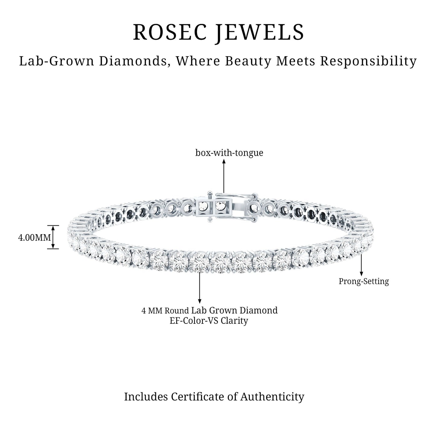 Certified Lab Grown Diamond Tennis Bracelet for Women