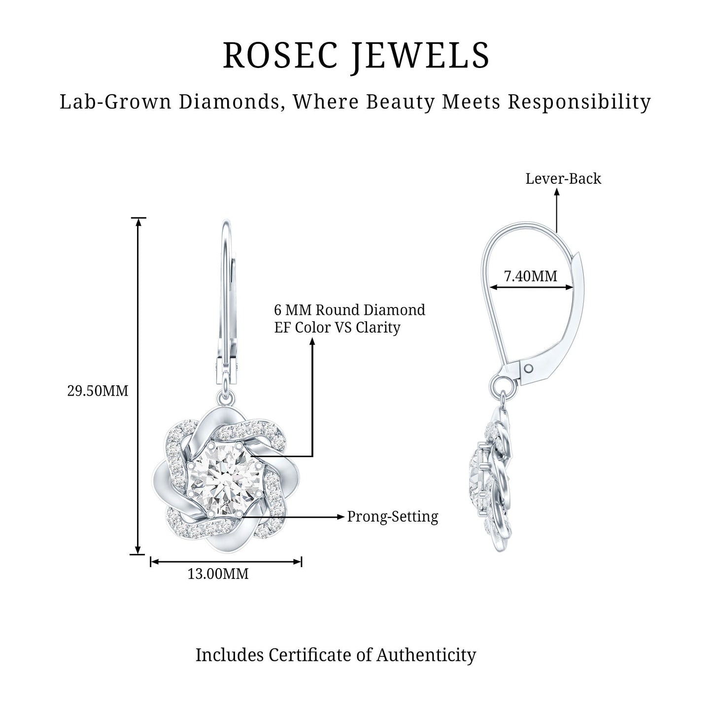Lab Grown Diamond Flower Hoop Earrings For Her