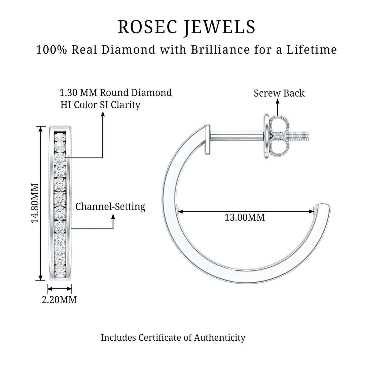 Diamond Hinged Hoop Earrings in Channel Setting