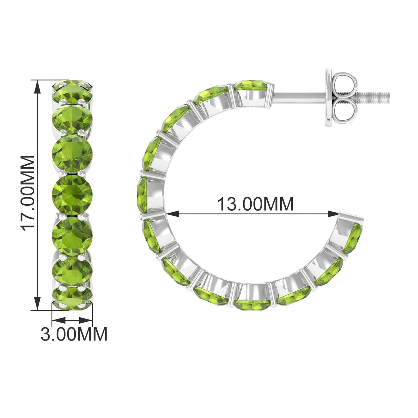 Natural Round Shape Peridot Hoop Earrings For Women