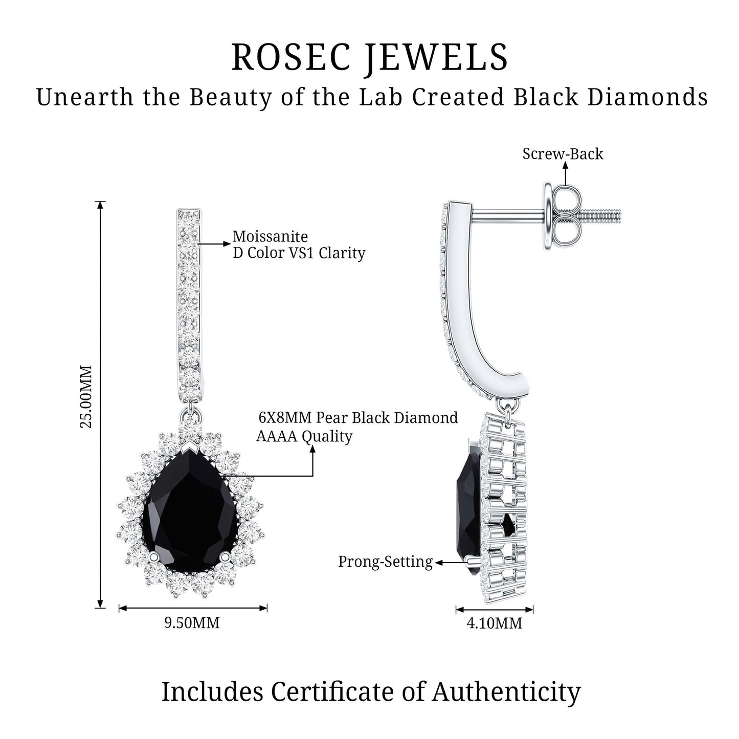 Lab Created Black Diamond Teardrop Hoop Earrings