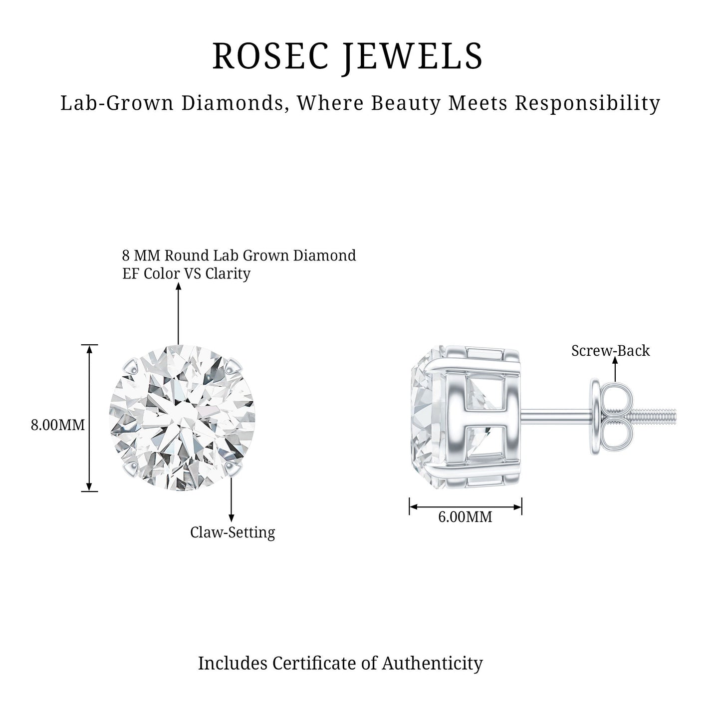 Prong Set Lab Created Diamond Solitaire Stud Earrings