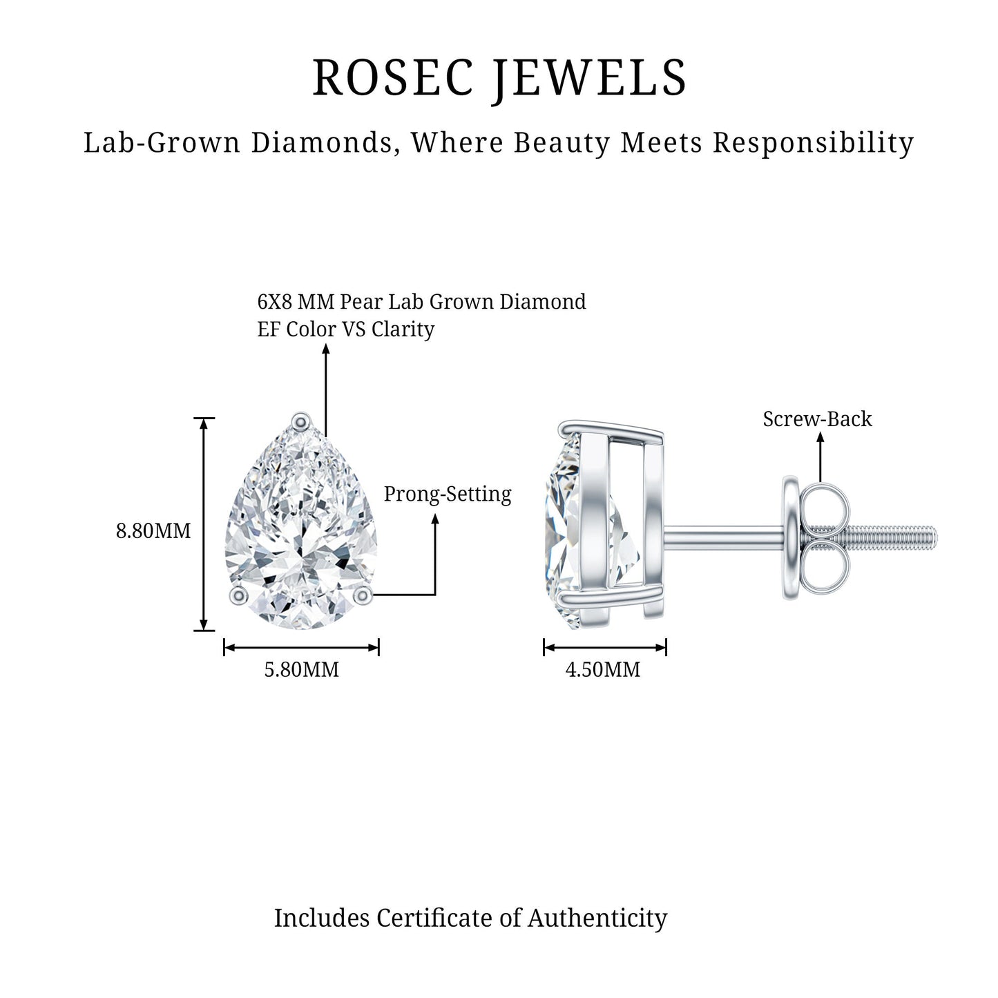 Certified 2.6 Carat Diamond Teardrop Earrings With Screw Back