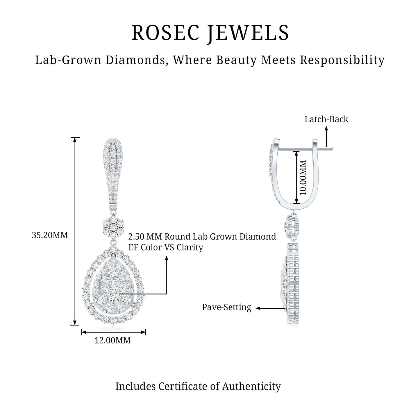Lab Grown Diamond Bridal Drop Earrings