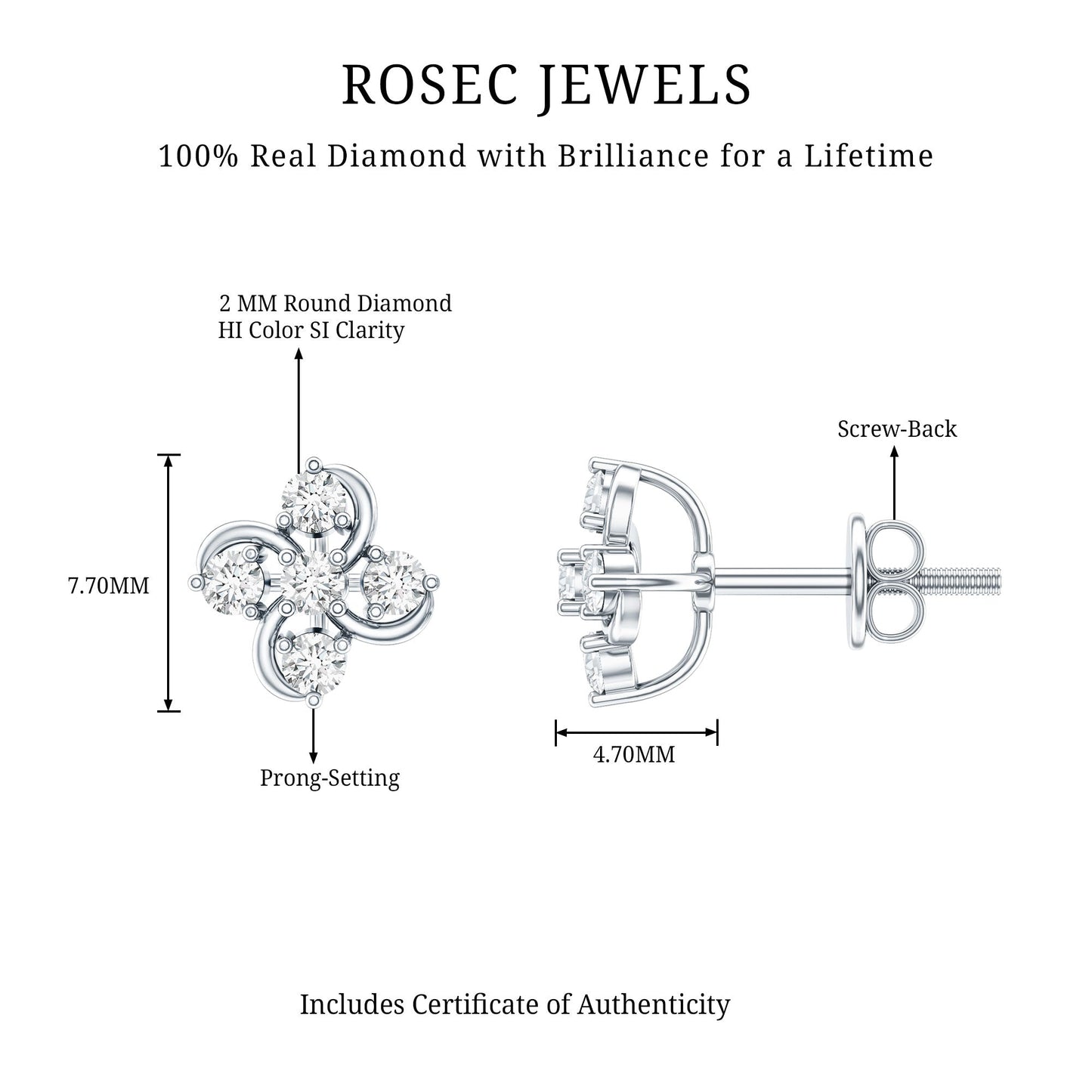Diamond Flower Cluster Earrings For Women
