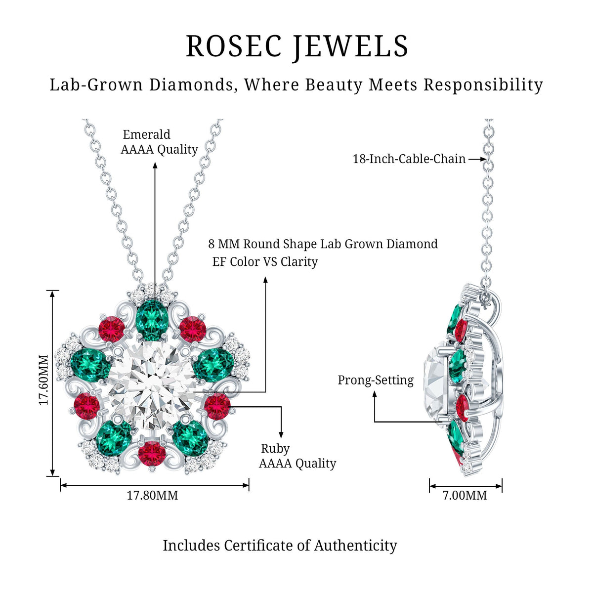 Lab Grown Diamond Cocktail Necklace For Women