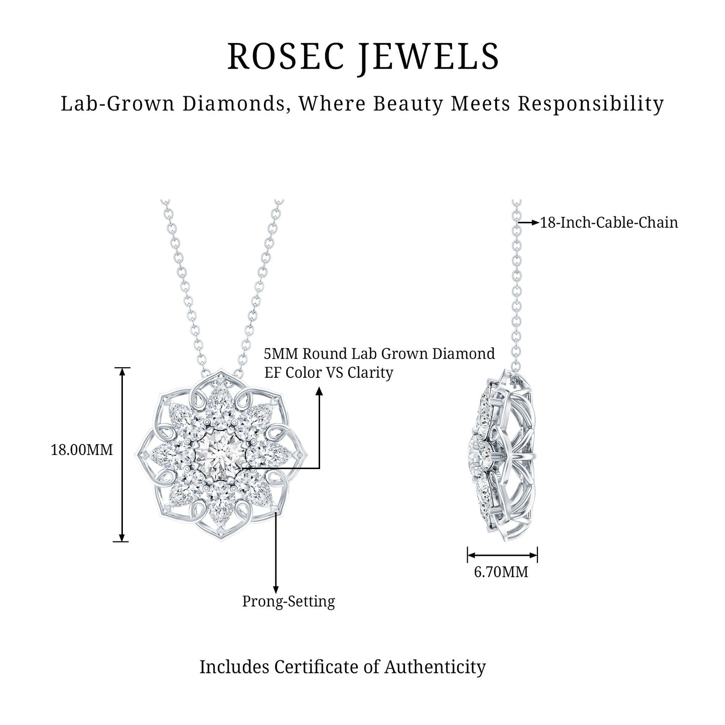 Lab Grown Diamond Statement Flower Necklace