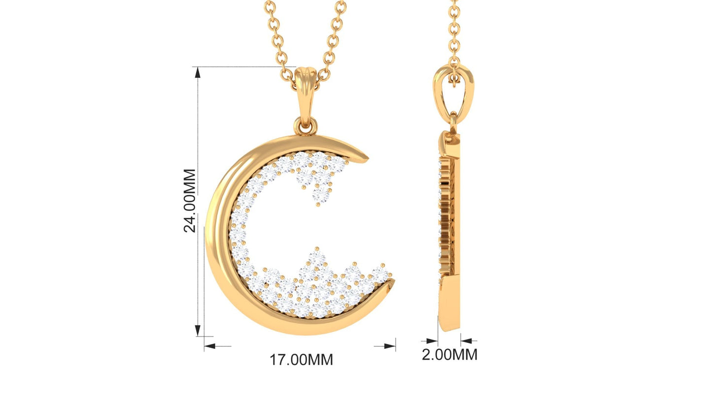 C Initial Necklace with Moissanite Cluster