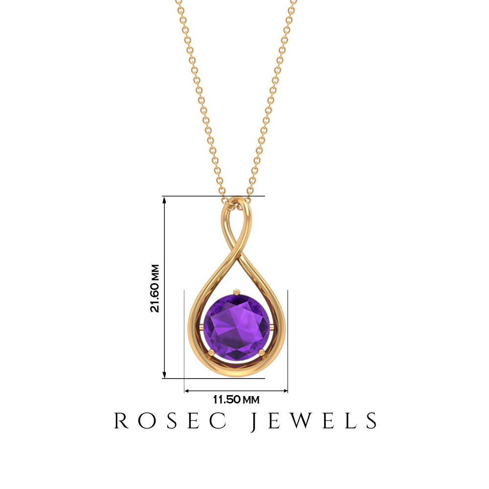 1.2 CT Real Amethyst Infinity Pendant Necklace