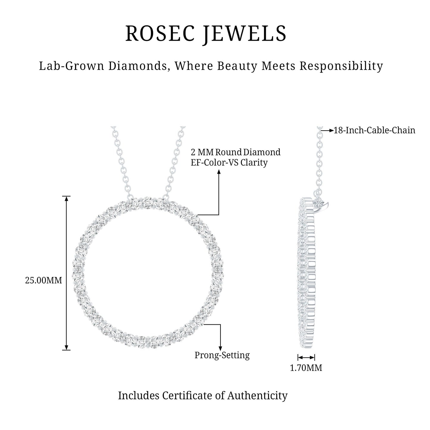 Lab Grown Diamond Eternity Necklace in Sterling Silver