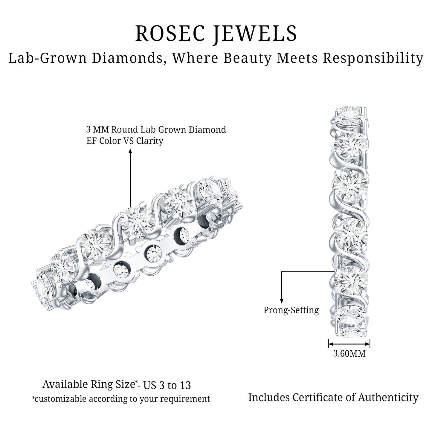 Certified Lab Grown Diamond Eternity Wedding Band