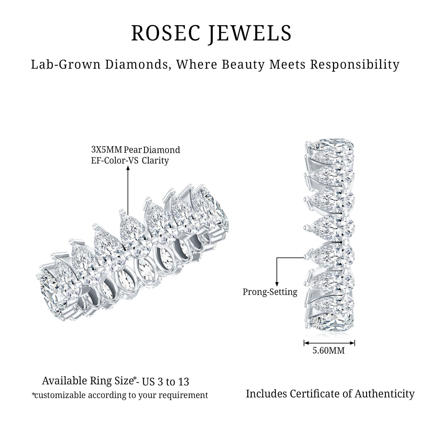 Lab Grown Diamond Teardrop Wedding Band