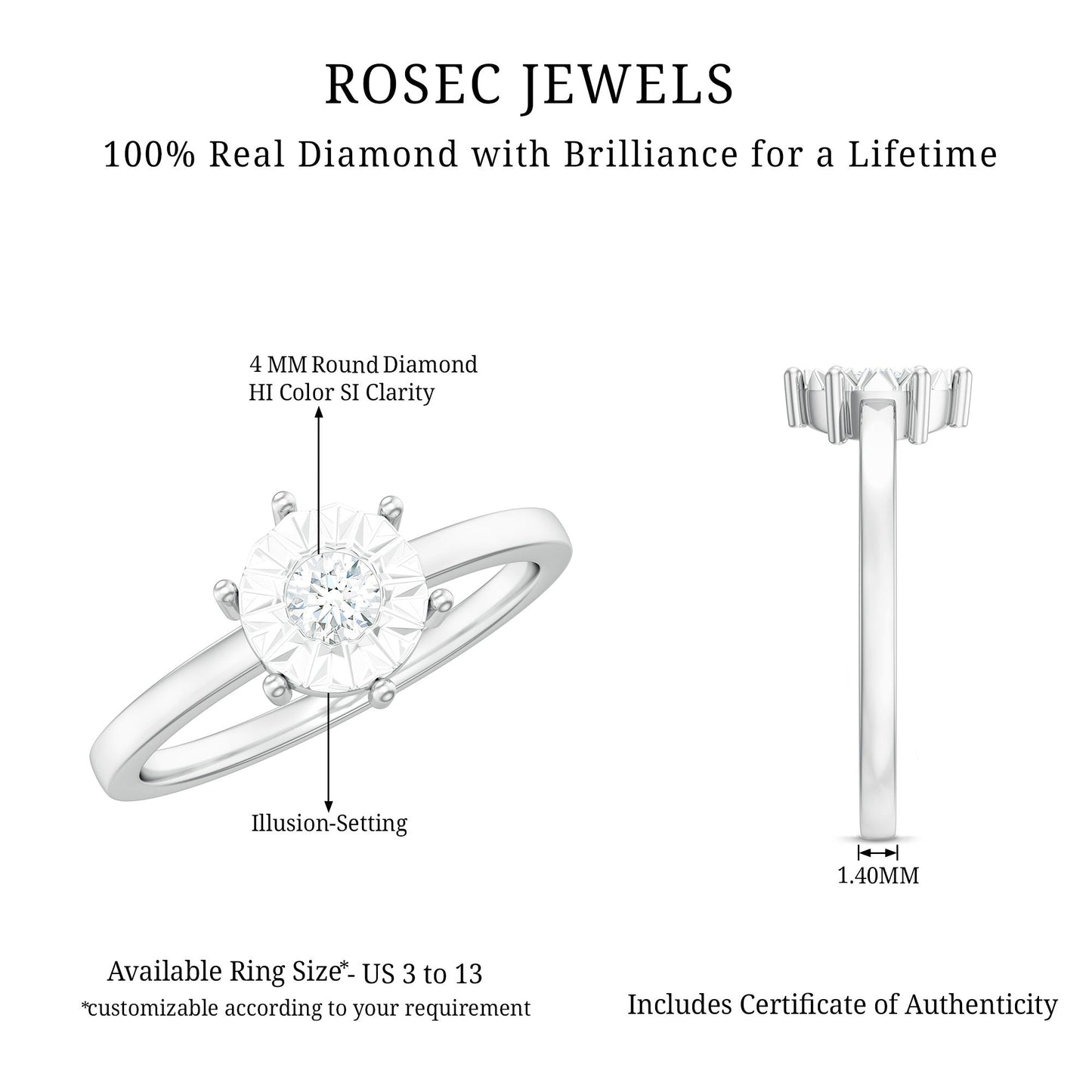 Natural Diamond Promise Ring in Illusion Setting