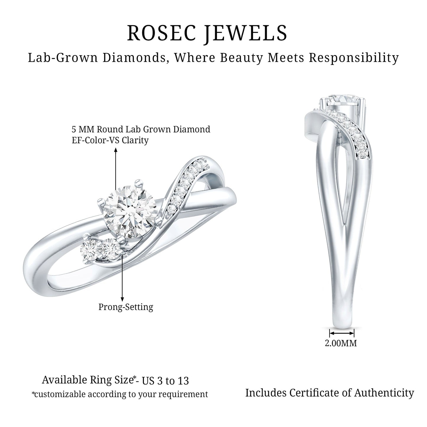 Certified 0.4 Carat Lab Grown Diamond Proposal Ring For Women