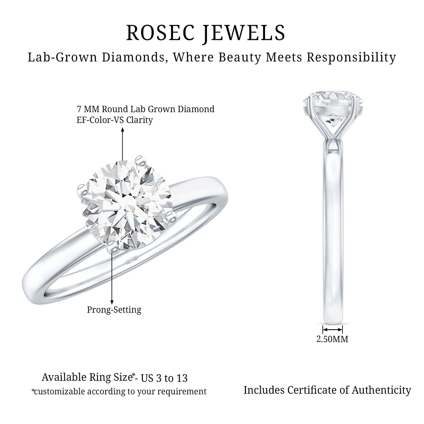 Lab Grown Diamond 1 Carat Engagement Ring For Women