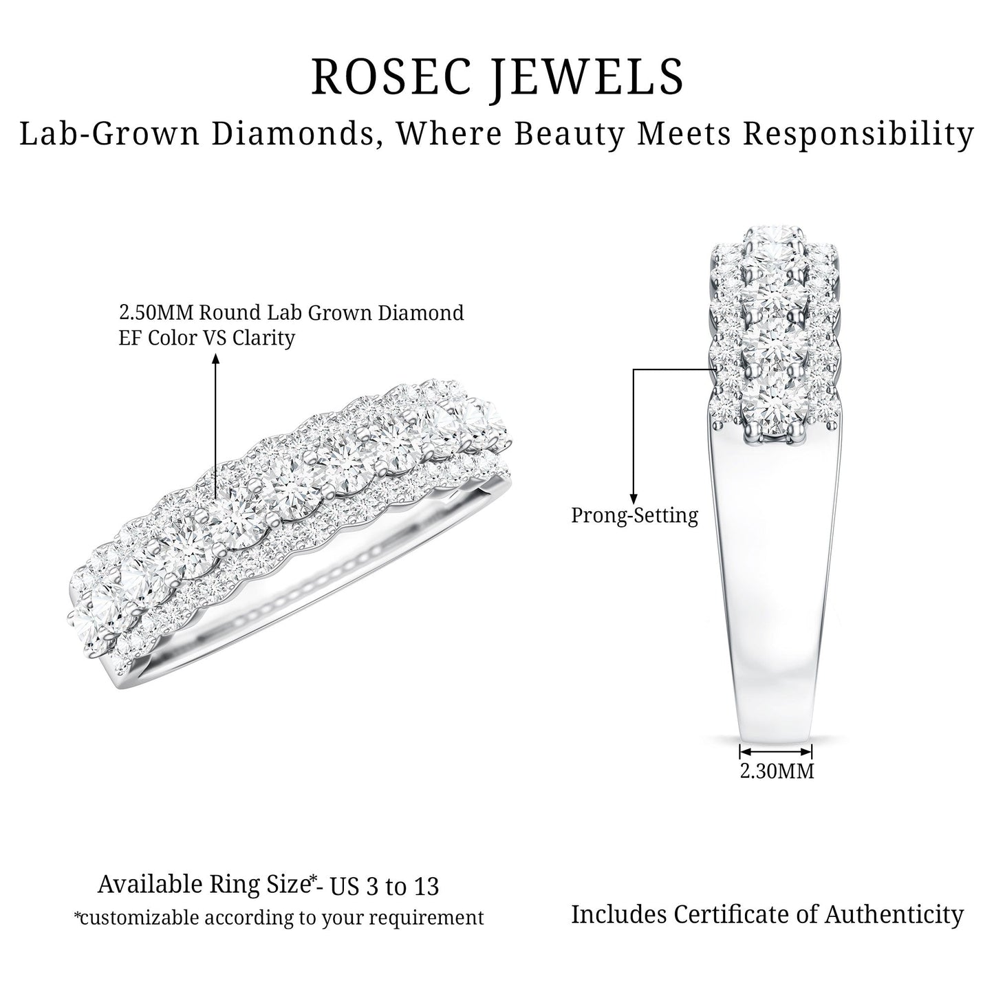 Certified Diamond Half Eternity Anniversary Ring