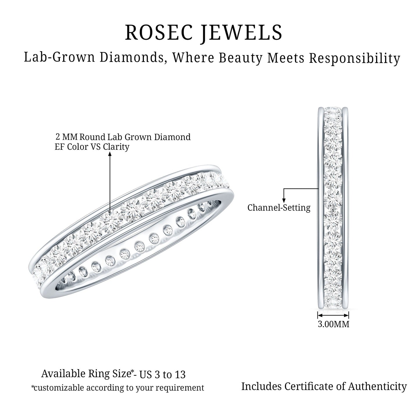 Lab Grown Diamond Wedding Eternity Band For Women