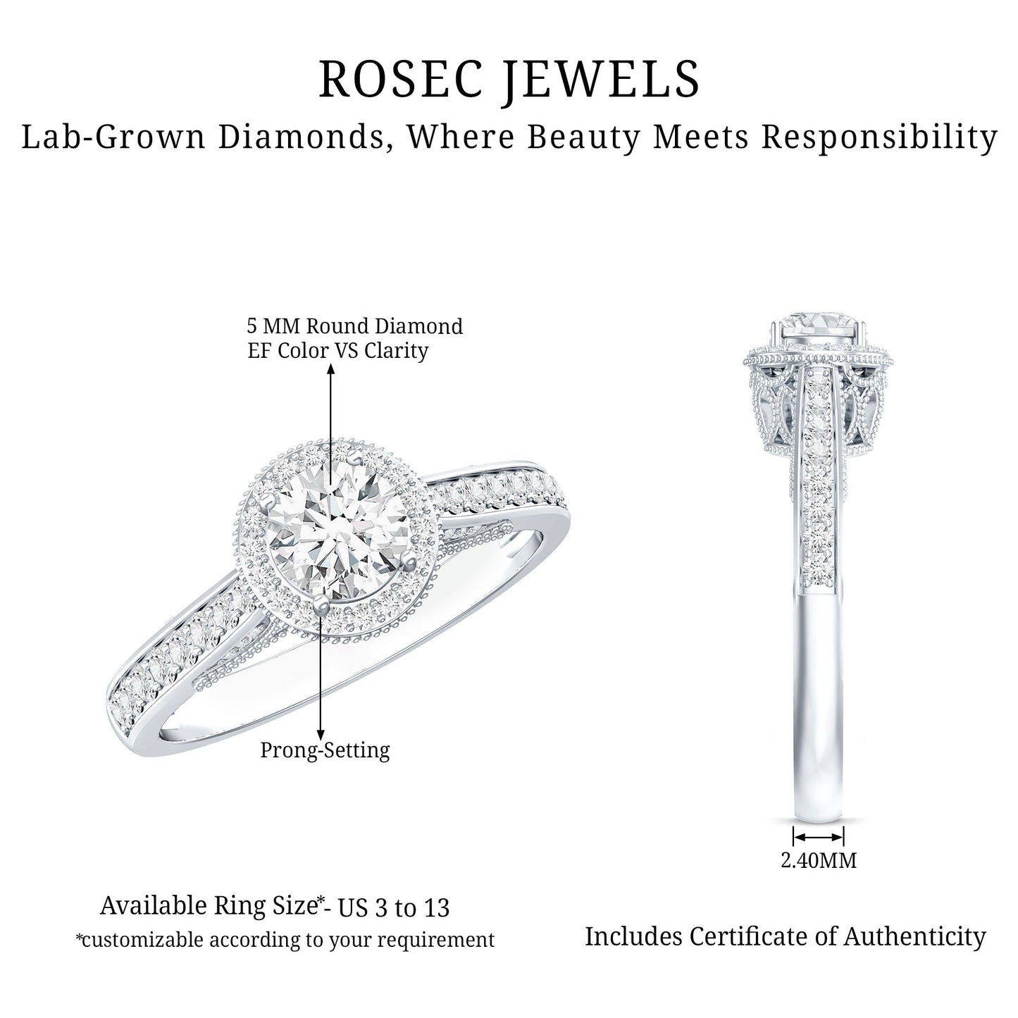 Diamond Vintage Looking Engagement Ring