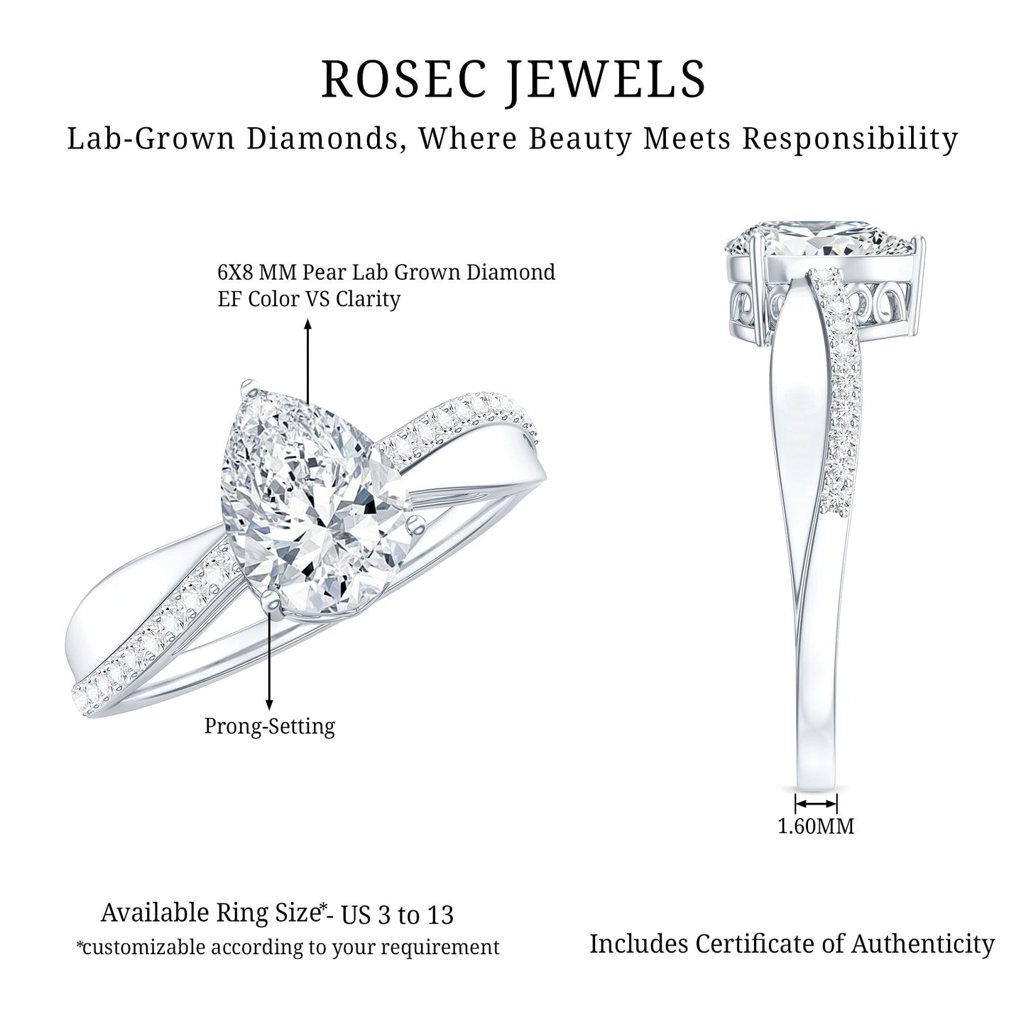 Pear Cut Diamond Classic Engagement Ring