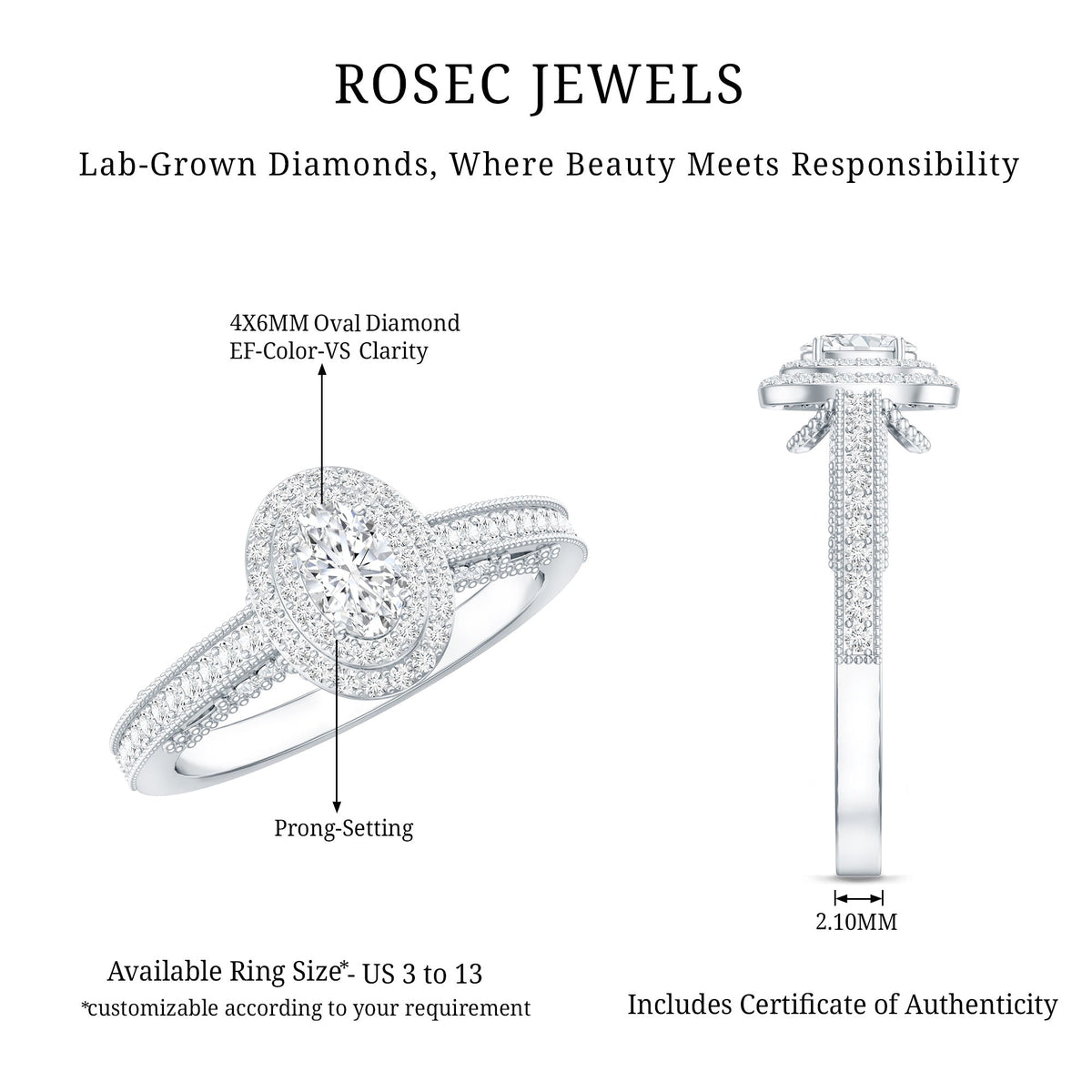 Vintage Inspired Lab Grown Diamond Double Halo Engagement Ring