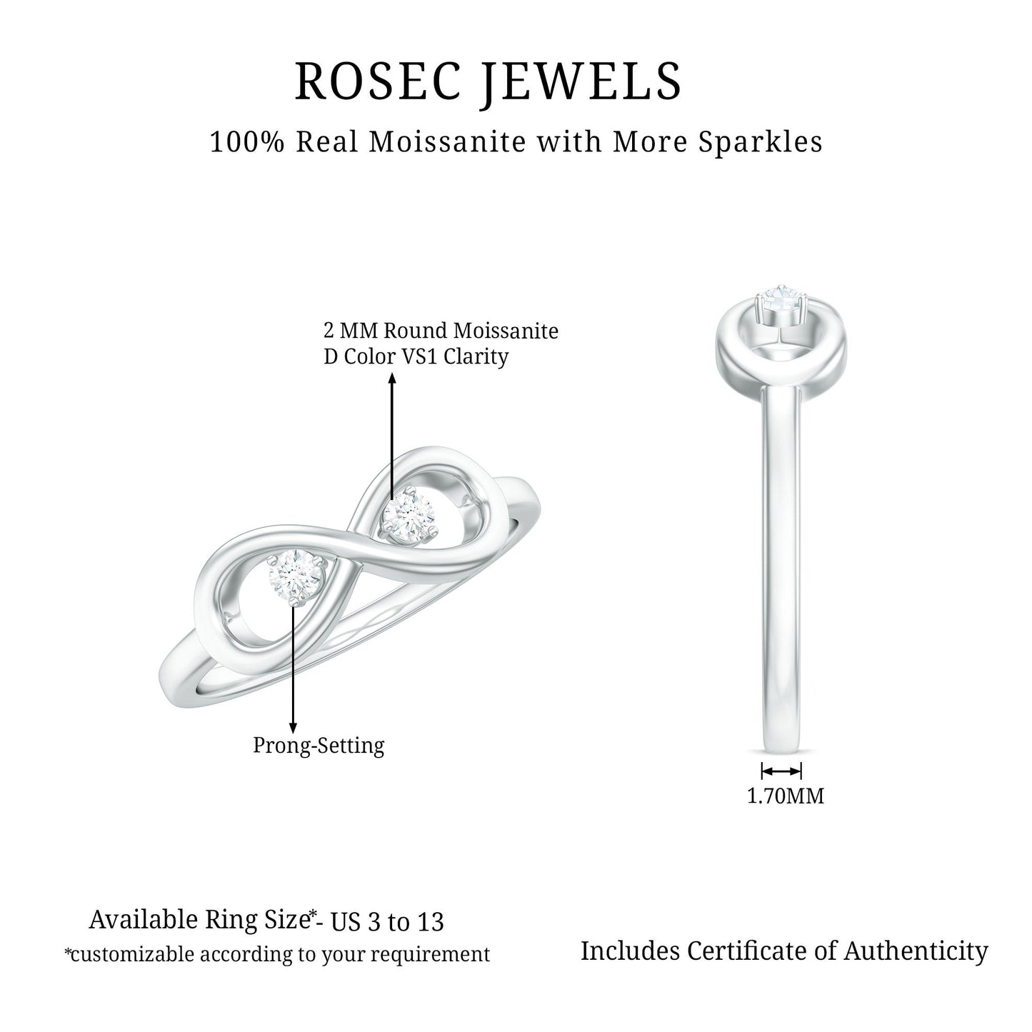 Minimalist Moissanite Infinity Promise Ring