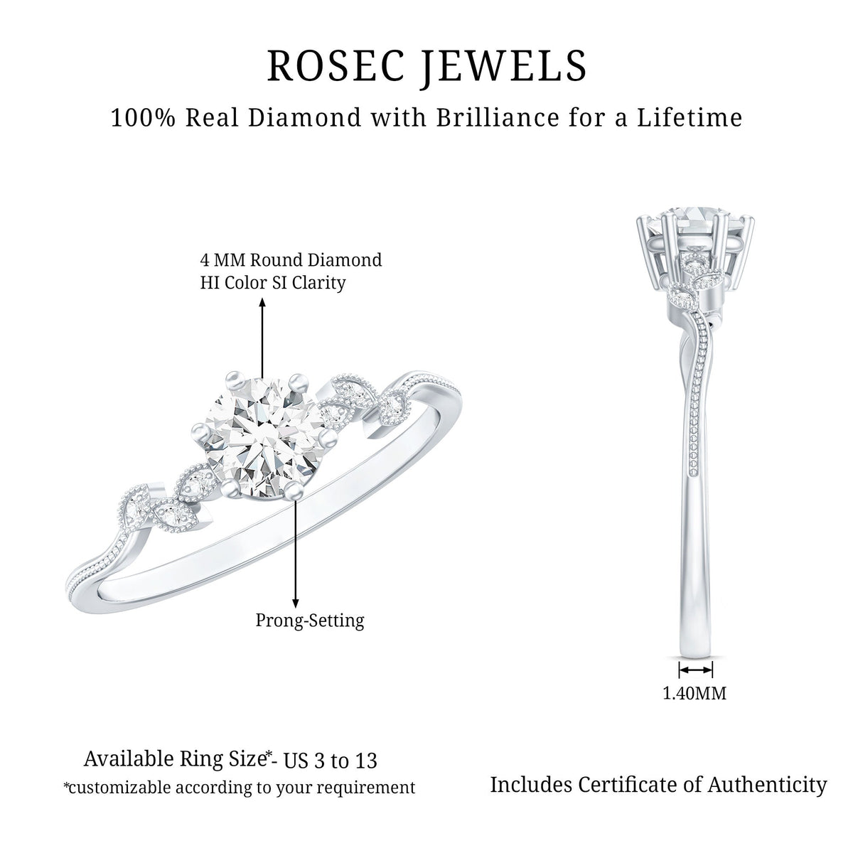 Nature Inspired Diamond Flower Ring for Proposal