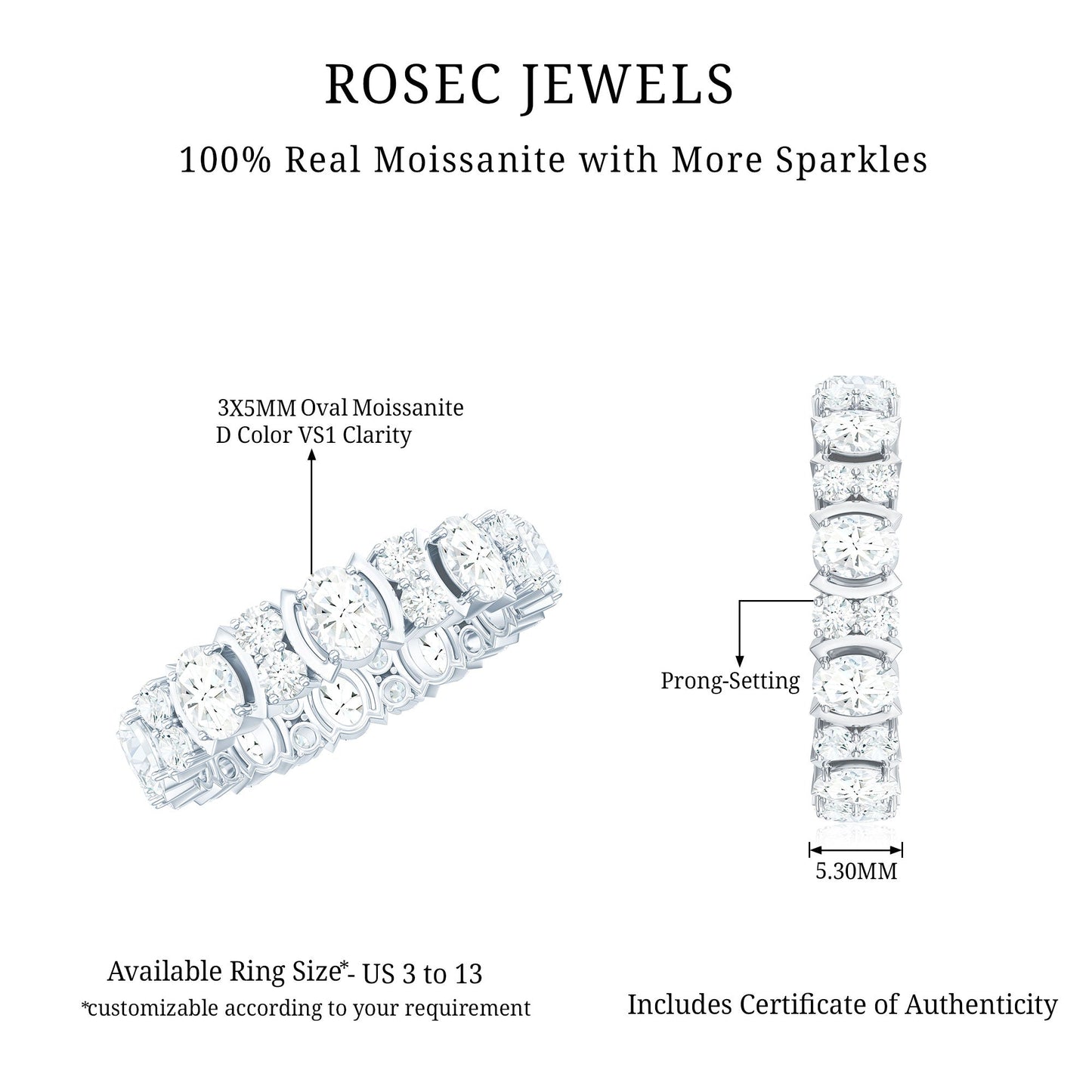 Oval Cut Moissanite Full Eternity Wedding Band