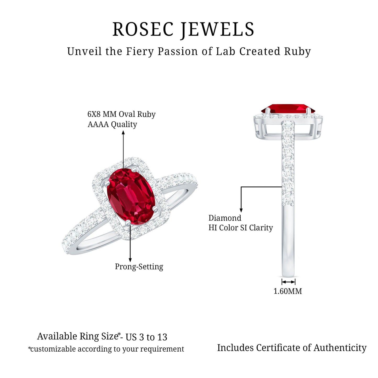 Oval Cut Lab Created Ruby and Diamond Halo Engagement Ring