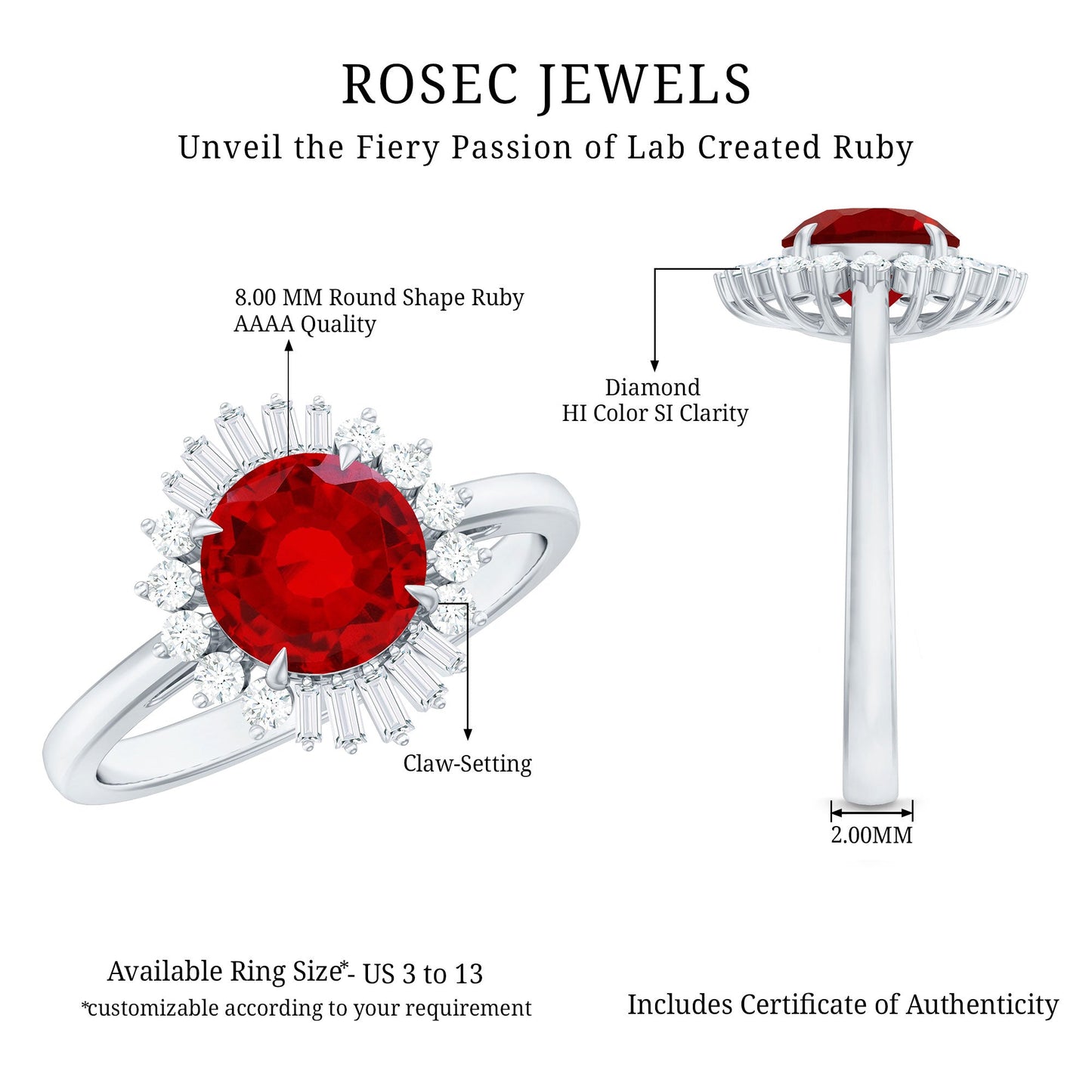 Round Lab Created Ruby and Diamond Halo Engagement Ring