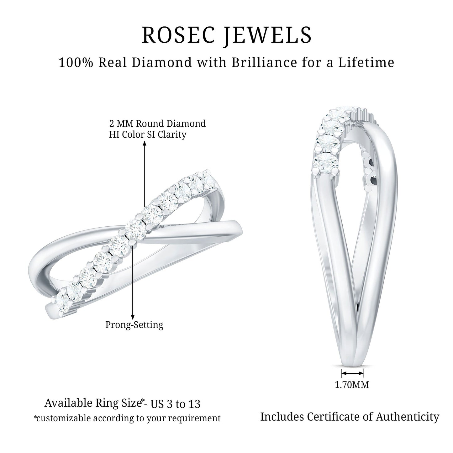 Natural Diamond Crossover Promise Ring