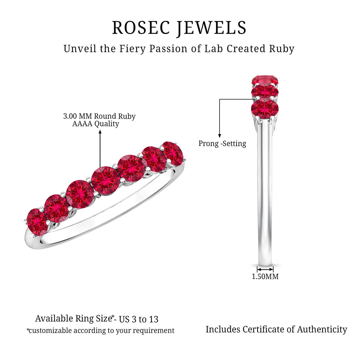 Lab Created Ruby Half Eternity Wedding Band
