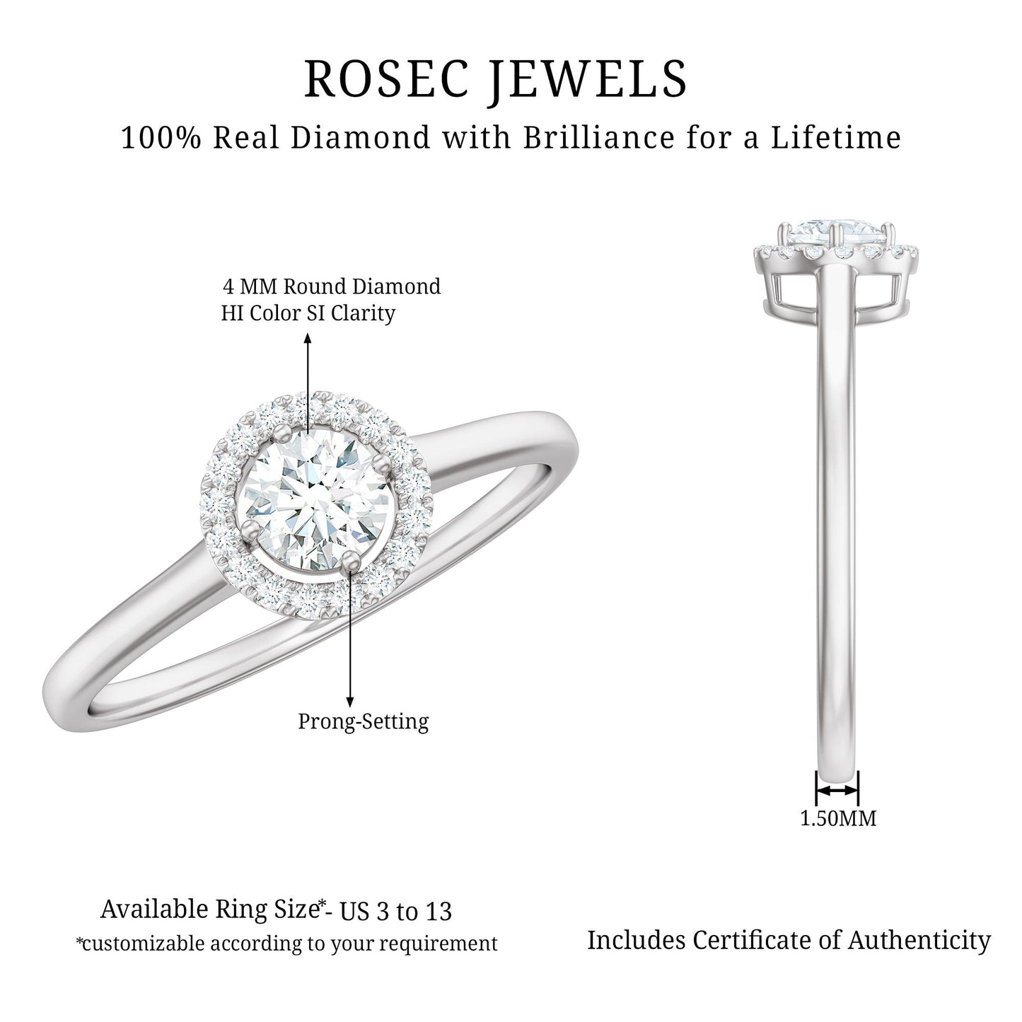 Natural 0.25 Carat Diamond Promise Ring with Certificate