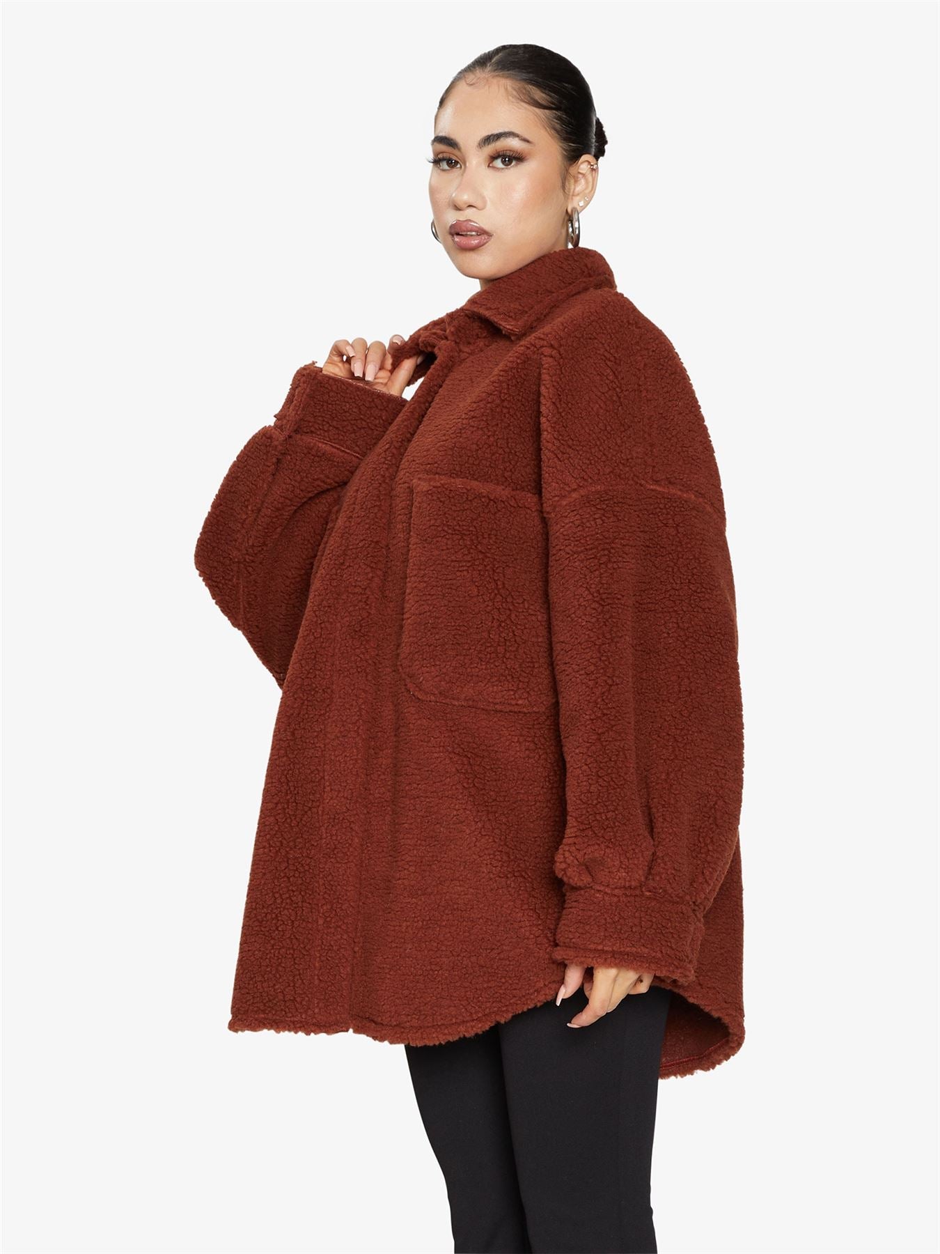 Oversized Patch Pocket Borg Teddy jacket made in uk - Great Hall Collections House