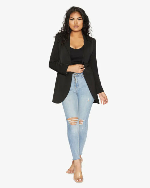 Curved Hem Longline Blazer     From the UK - Great Hall Collections House