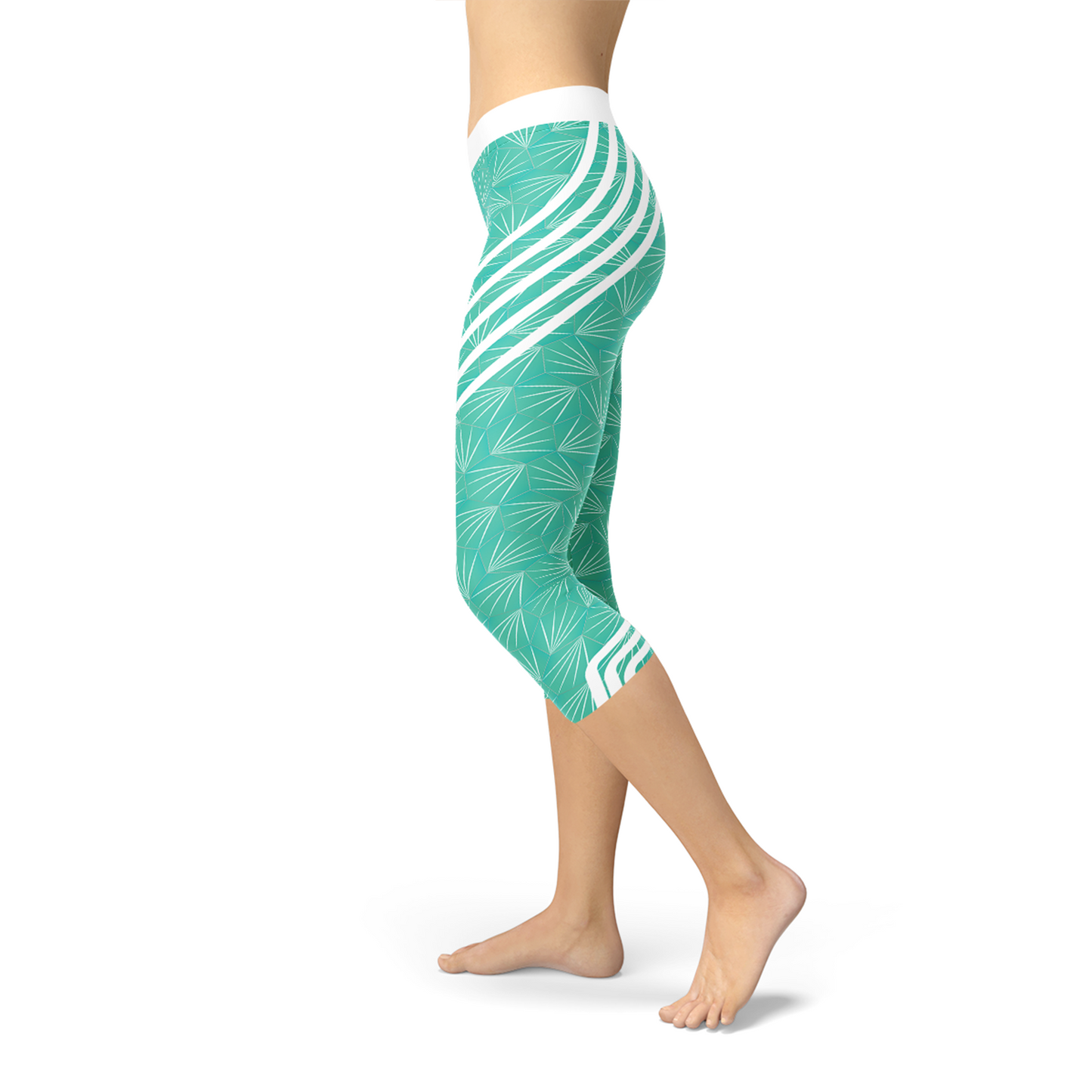 Turquoise Sports Capri Leggings - Great Hall Collections House