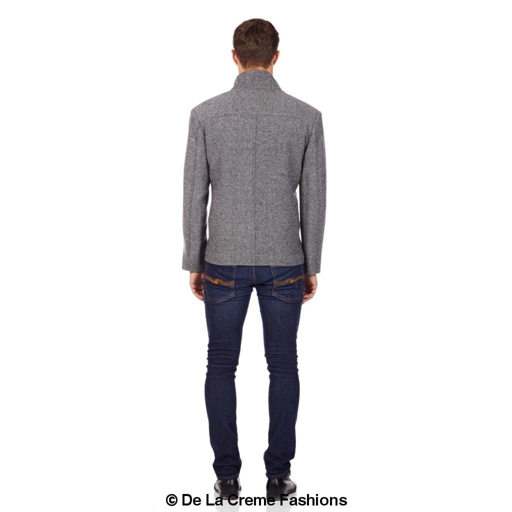 De La Creme MAN - Herringbone Tweed Blend Short Reefer Coat made in UK - Great Hall Collections House