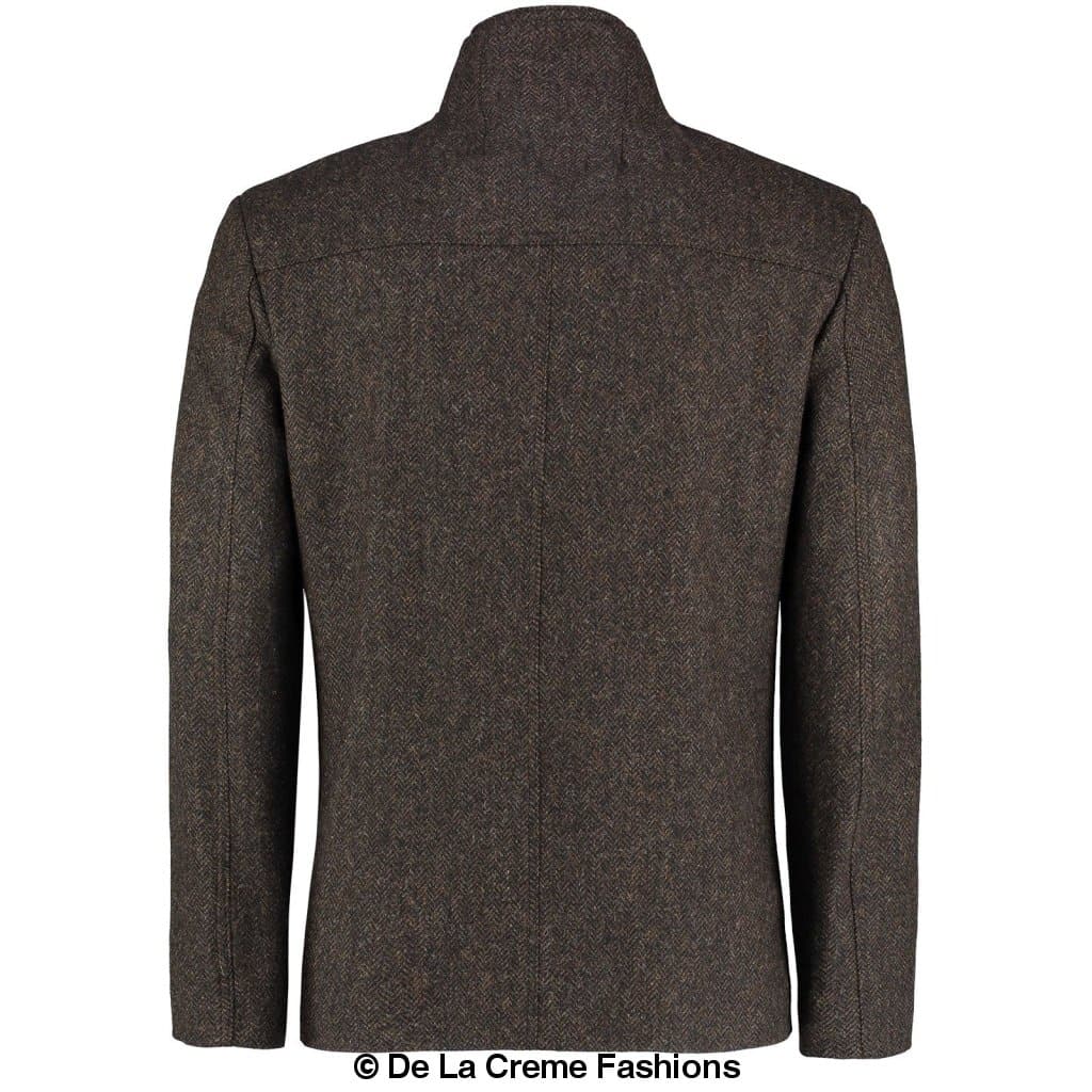 De La Creme MAN - Herringbone Tweed Blend Short Reefer Coat made in UK - Great Hall Collections House