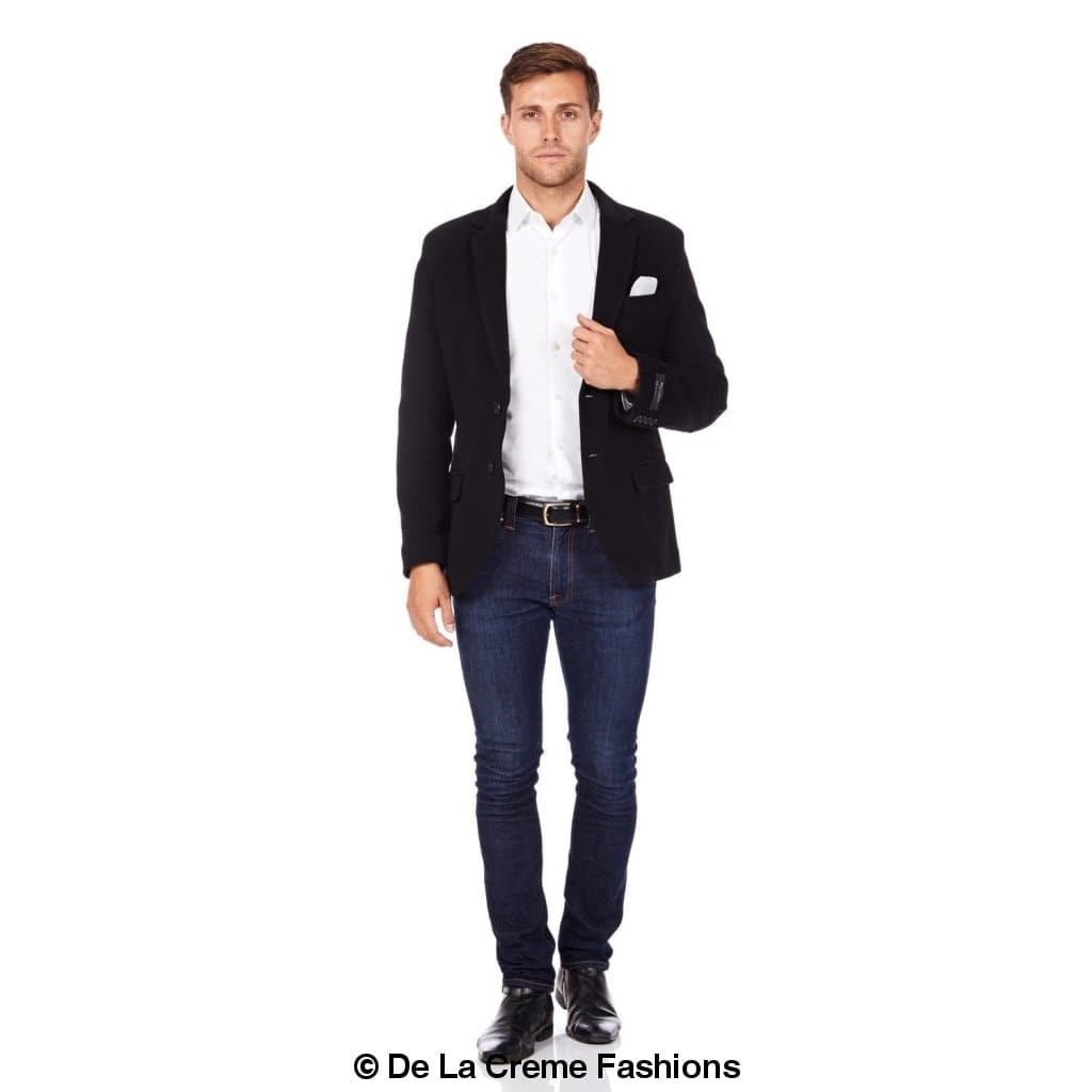 De La Creme MAN - Wool Blend Velvet Trim Formal/Casual Blazer( Made in UK) - Great Hall Collections House