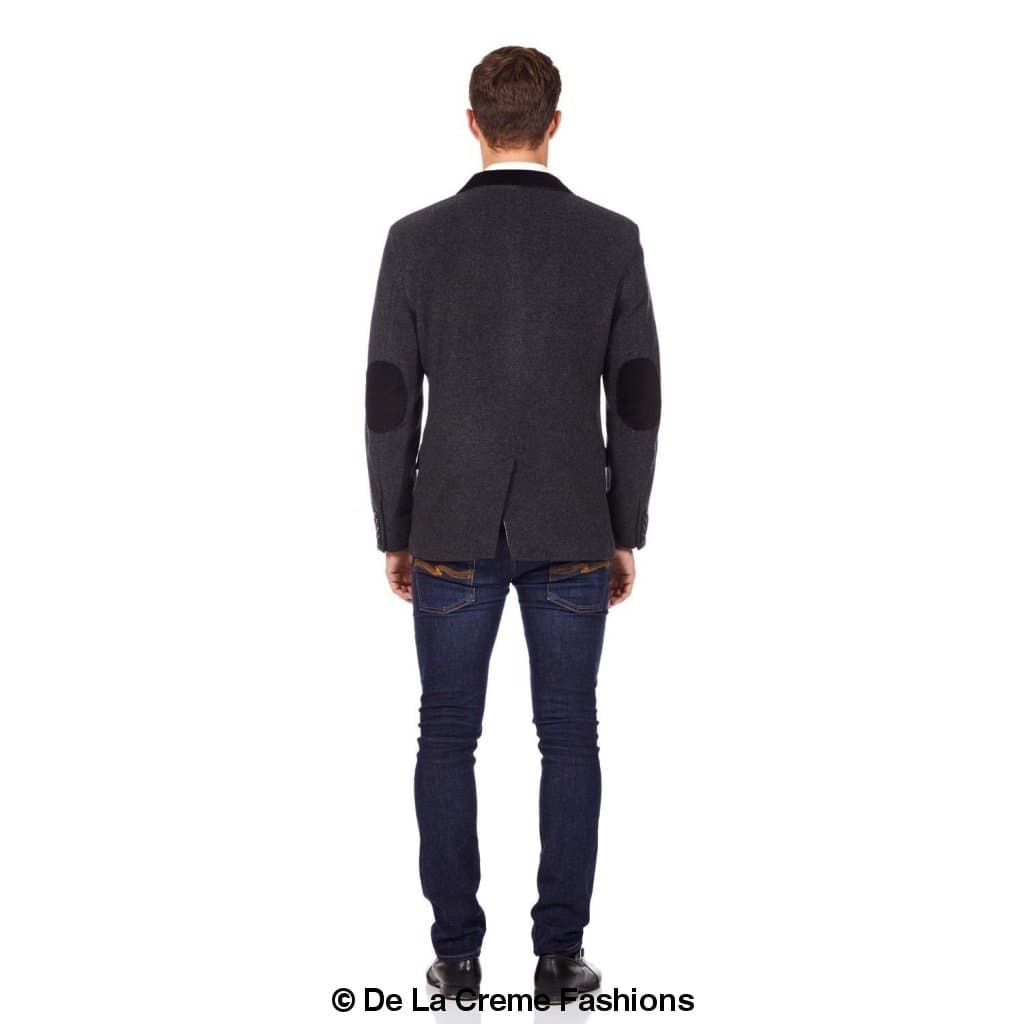 De La Creme MAN - Wool Blend Velvet Trim Formal/Casual Blazer( Made in UK) - Great Hall Collections House