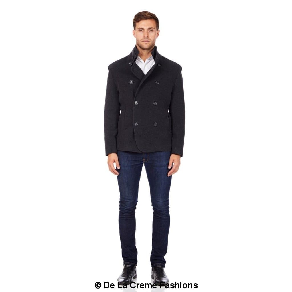 De La Creme MAN - Men's Wool Blend Double Breasted Short Reefer Coat made in uk - Great Hall Collections House